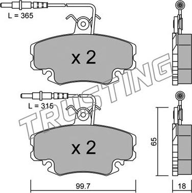 Trusting 034.1 - Тормозные колодки, дисковые, комплект www.autospares.lv