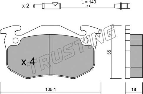 Trusting 038.1 - Bremžu uzliku kompl., Disku bremzes www.autospares.lv