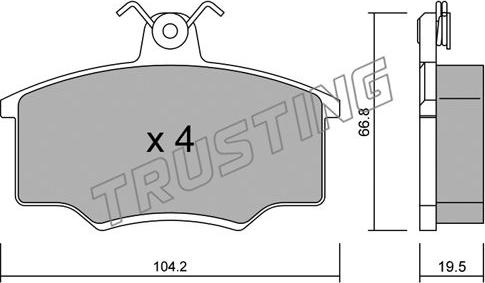 Trusting 026.0 - Bremžu uzliku kompl., Disku bremzes www.autospares.lv