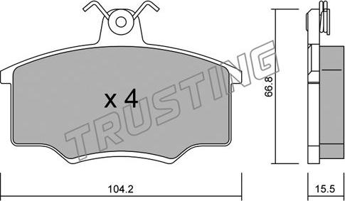 Trusting 026.1 - Тормозные колодки, дисковые, комплект www.autospares.lv