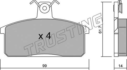 Trusting 028.4 - Bremžu uzliku kompl., Disku bremzes autospares.lv