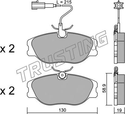 Trusting 074.1 - Тормозные колодки, дисковые, комплект www.autospares.lv