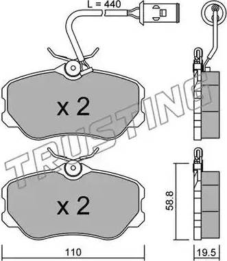 Trusting 076.1 - Тормозные колодки, дисковые, комплект www.autospares.lv