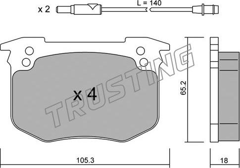 Trusting 196.0 - Bremžu uzliku kompl., Disku bremzes autospares.lv