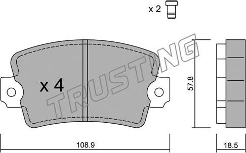 Trusting 193.0 - Тормозные колодки, дисковые, комплект www.autospares.lv