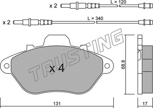 Trusting 192.0 - Bremžu uzliku kompl., Disku bremzes www.autospares.lv