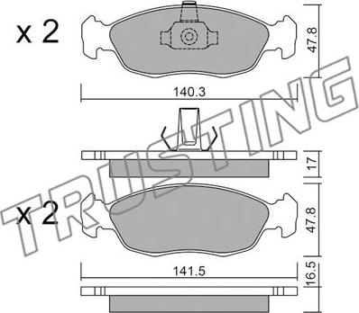 Trusting 159.1 - Brake Pad Set, disc brake www.autospares.lv