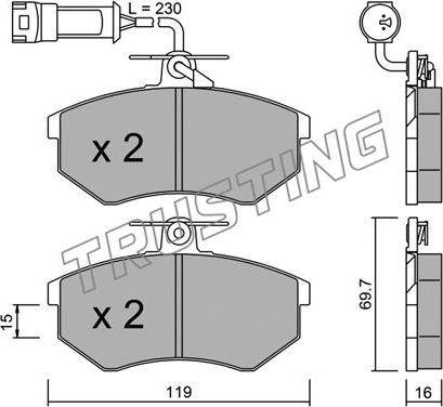 Trusting 151.3 - Bremžu uzliku kompl., Disku bremzes autospares.lv