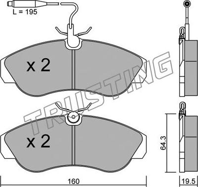 Trusting 158.0 - Brake Pad Set, disc brake www.autospares.lv