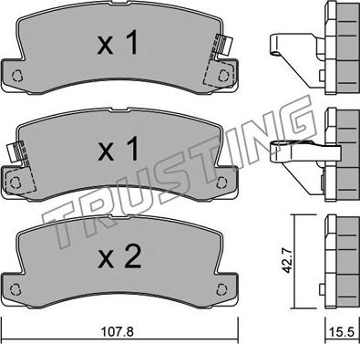 Trusting 164.0 - Brake Pad Set, disc brake www.autospares.lv