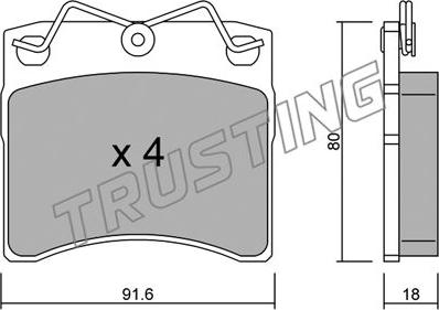 Trusting 166.0 - Bremžu uzliku kompl., Disku bremzes www.autospares.lv