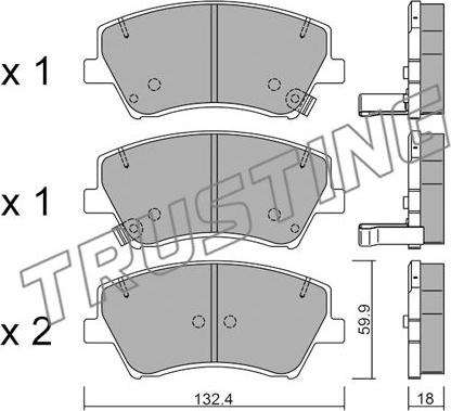 Trusting 1092.0 - Bremžu uzliku kompl., Disku bremzes autospares.lv