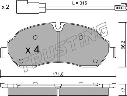 Trusting 1056.0 - Bremžu uzliku kompl., Disku bremzes autospares.lv