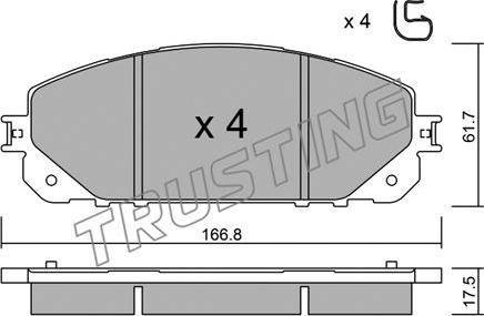 Trusting 1016.0 - Тормозные колодки, дисковые, комплект www.autospares.lv