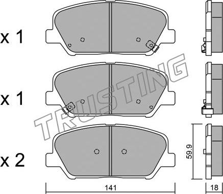 Trusting 1013.0 - Тормозные колодки, дисковые, комплект www.autospares.lv