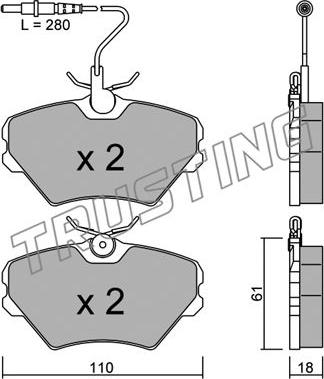 Trusting 108.0 - Bremžu uzliku kompl., Disku bremzes www.autospares.lv