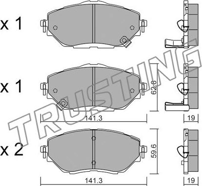 Trusting 1088.0 - Bremžu uzliku kompl., Disku bremzes www.autospares.lv