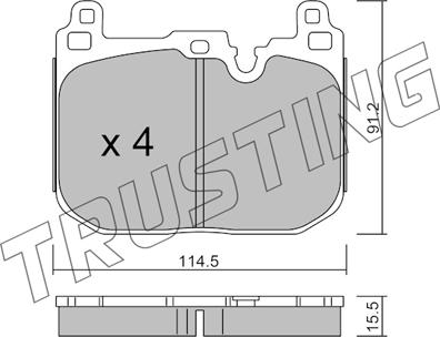 Trusting 1039.4 - Bremžu uzliku kompl., Disku bremzes www.autospares.lv