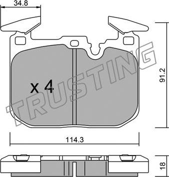 Trusting 1039.1 - Bremžu uzliku kompl., Disku bremzes www.autospares.lv