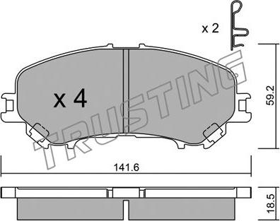 Trusting 1034.0 - Bremžu uzliku kompl., Disku bremzes www.autospares.lv