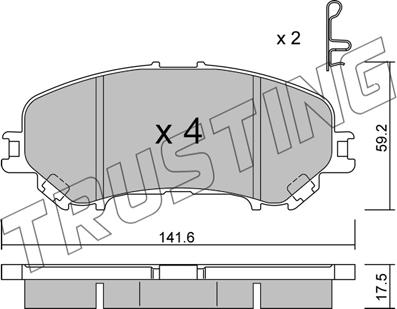 Trusting 1034.1 - Bremžu uzliku kompl., Disku bremzes www.autospares.lv