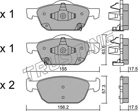 Trusting 1033.0 - Bremžu uzliku kompl., Disku bremzes www.autospares.lv