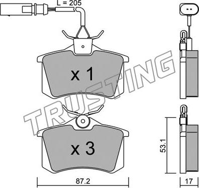 Trusting 102.3 - Bremžu uzliku kompl., Disku bremzes www.autospares.lv