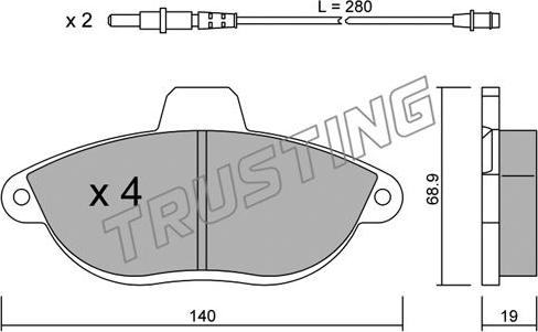 Trusting 107.0 - Bremžu uzliku kompl., Disku bremzes www.autospares.lv