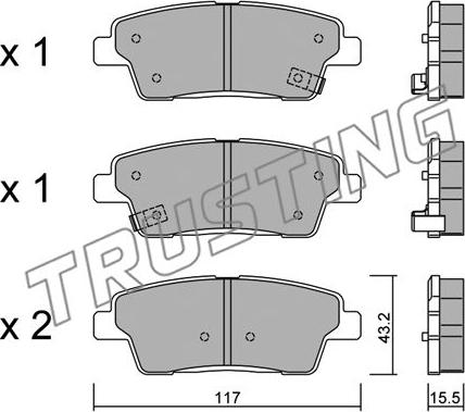 Trusting 1140.0 - Bremžu uzliku kompl., Disku bremzes www.autospares.lv