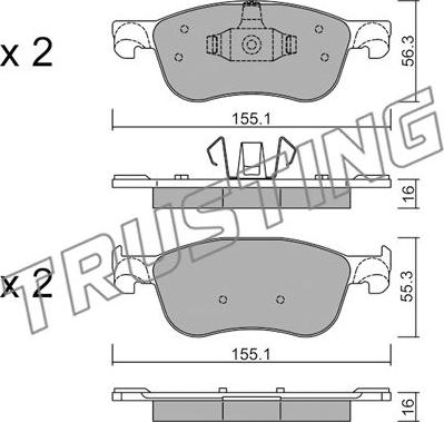 Trusting 1142.0 - Bremžu uzliku kompl., Disku bremzes www.autospares.lv