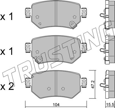 Trusting 1159.0 - Bremžu uzliku kompl., Disku bremzes www.autospares.lv