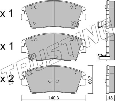 Trusting 1164.0 - Bremžu uzliku kompl., Disku bremzes autospares.lv