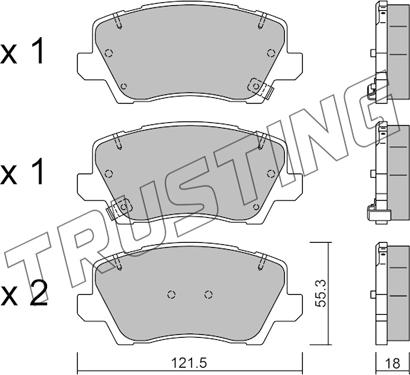 Trusting 1165.0 - Bremžu uzliku kompl., Disku bremzes autospares.lv