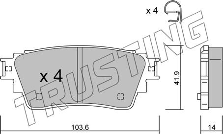 Trusting 1160.0 - Bremžu uzliku kompl., Disku bremzes www.autospares.lv