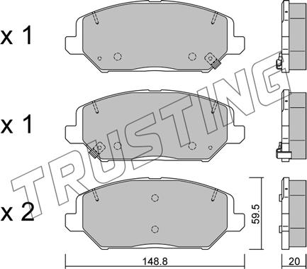 Trusting 1163.0 - Тормозные колодки, дисковые, комплект www.autospares.lv