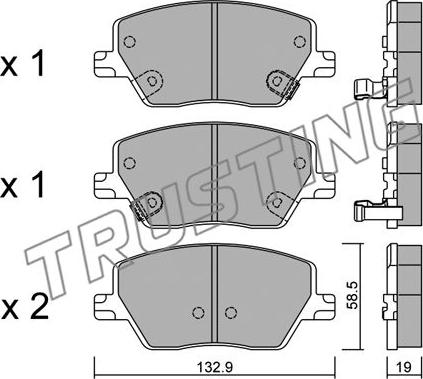 Trusting 1103.0 - Bremžu uzliku kompl., Disku bremzes www.autospares.lv