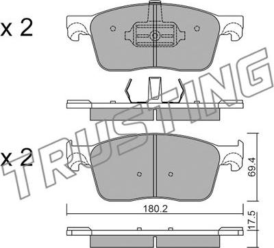 Trusting 1107.0 - Bremžu uzliku kompl., Disku bremzes www.autospares.lv