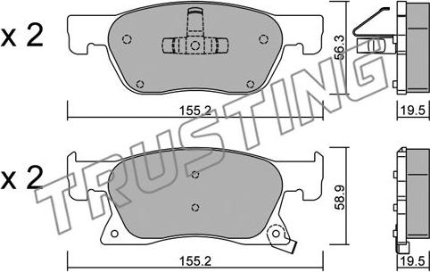 Trusting 1114.0 - Bremžu uzliku kompl., Disku bremzes www.autospares.lv