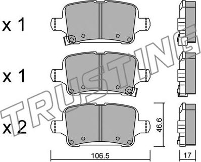 Trusting 1116.0 - Bremžu uzliku kompl., Disku bremzes www.autospares.lv