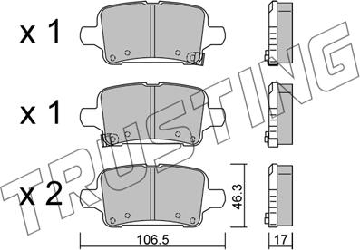 Trusting 1180.0 - Bremžu uzliku kompl., Disku bremzes www.autospares.lv