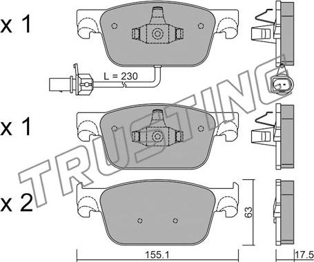 Trusting 1125.0 - Bremžu uzliku kompl., Disku bremzes www.autospares.lv