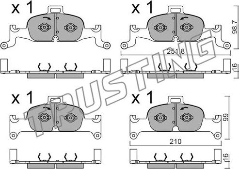 Trusting 1126.0 - Bremžu uzliku kompl., Disku bremzes www.autospares.lv