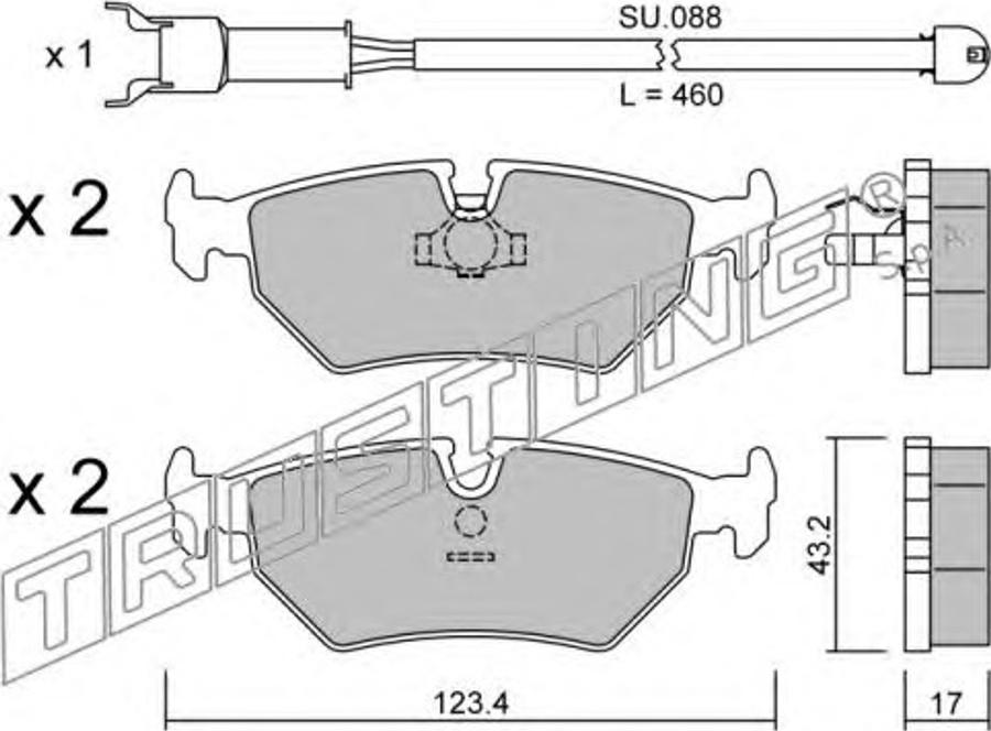 Trusting 182.0W - Тормозные колодки, дисковые, комплект www.autospares.lv