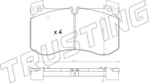 Trusting 1308.0 - Bremžu uzliku kompl., Disku bremzes www.autospares.lv