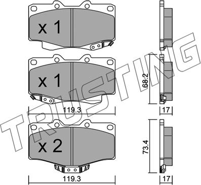 Trusting 131.2 - Brake Pad Set, disc brake www.autospares.lv