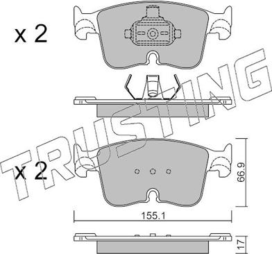 Trusting 1383.0 - Bremžu uzliku kompl., Disku bremzes www.autospares.lv