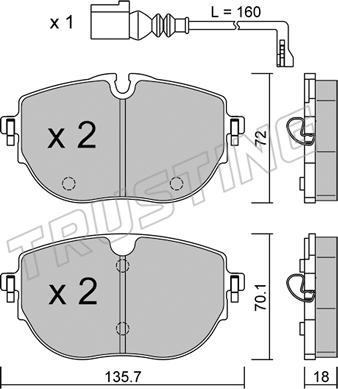 Trusting 1321.0 - Bremžu uzliku kompl., Disku bremzes www.autospares.lv