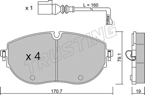 Trusting 1322.0 - Bremžu uzliku kompl., Disku bremzes www.autospares.lv