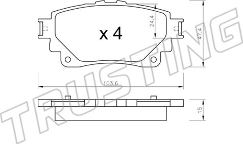 Trusting 1290.0 - Bremžu uzliku kompl., Disku bremzes www.autospares.lv