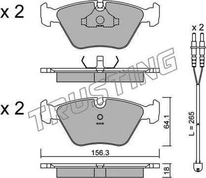 Trusting 124.2W - Тормозные колодки, дисковые, комплект www.autospares.lv